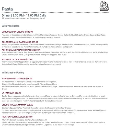 filomena dc restaurant week menu